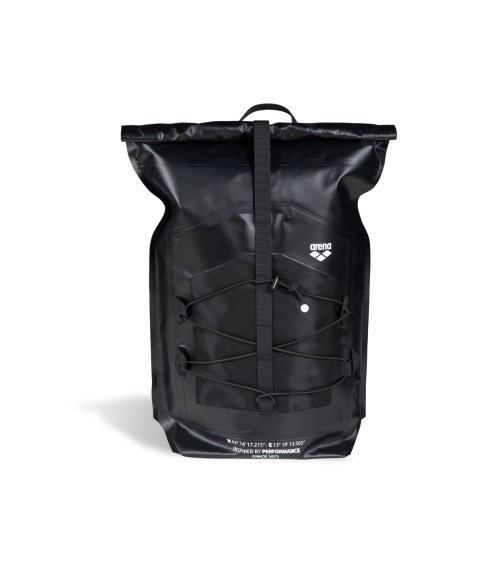 Arena mochila rolltop con bolsillo frontal elástico
