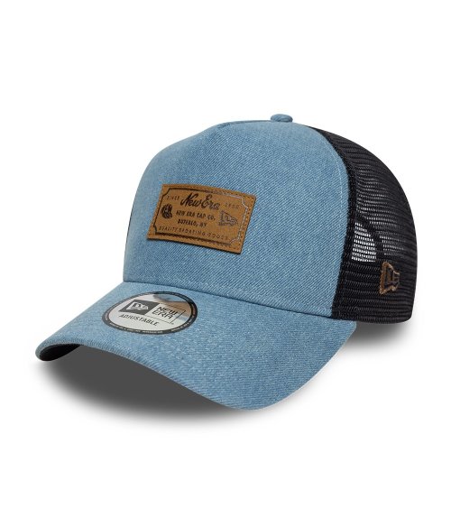 New Era Trucker hat denim leather patch