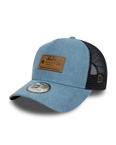 New Era Trucker Cap denim leather patch