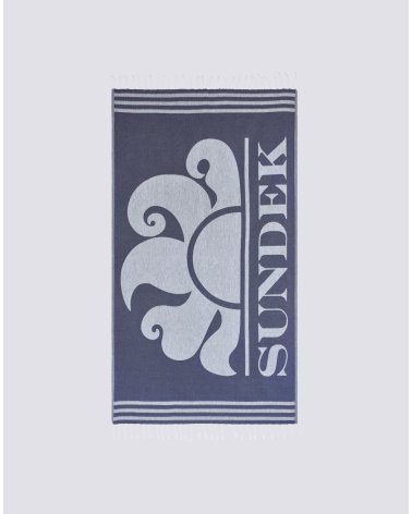 Sundek beach towel with fringes and logo