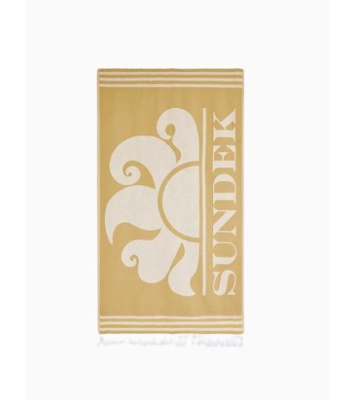 Sundek beach towel with fringes and logo