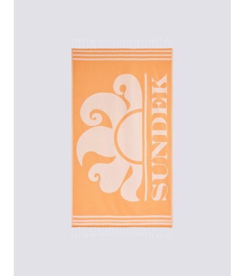 Sundek beach towel with fringes and logo