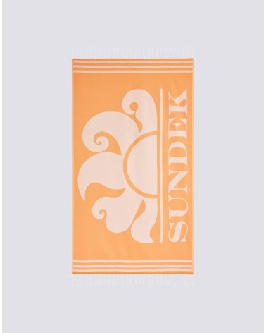 Sundek beach towel with fringes and logo