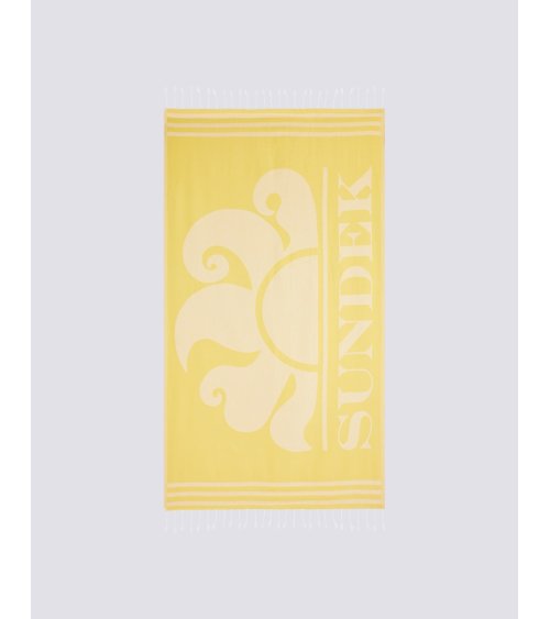 Sundek beach towel with fringes and logo