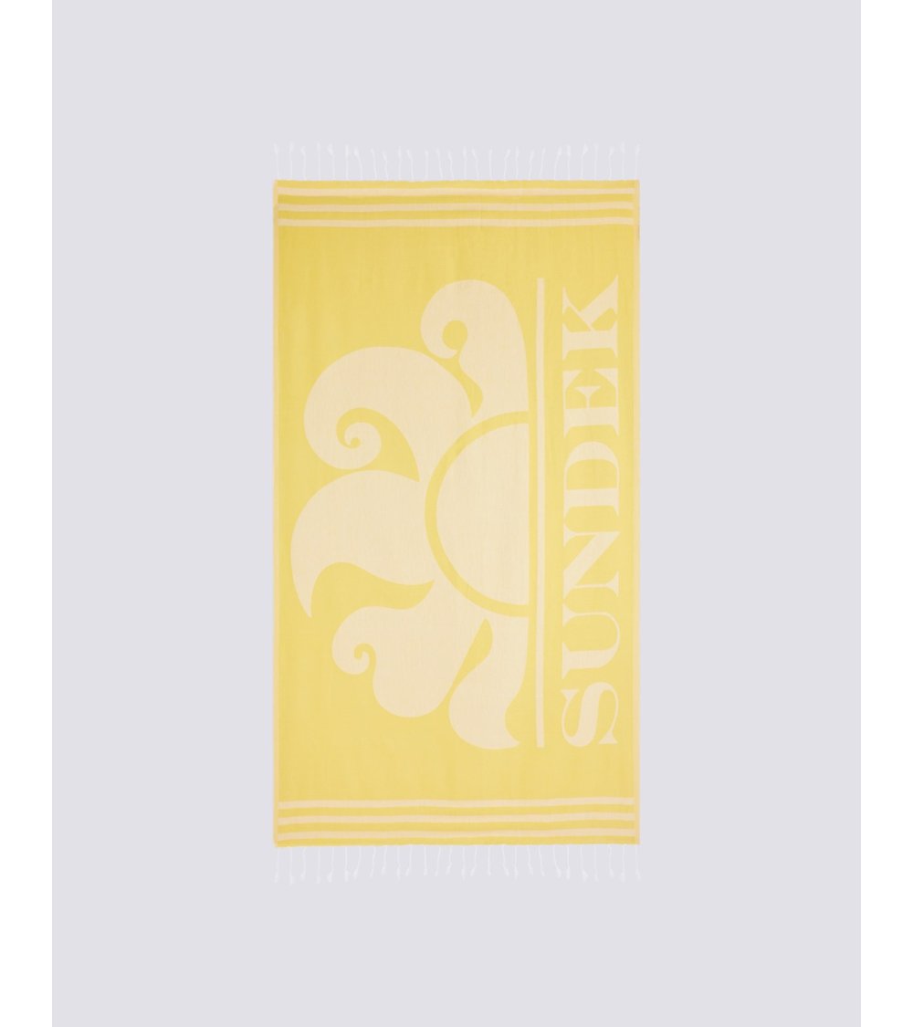 Sundek beach towel with fringes and logo