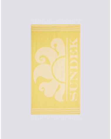 Sundek beach towel with fringes and logo