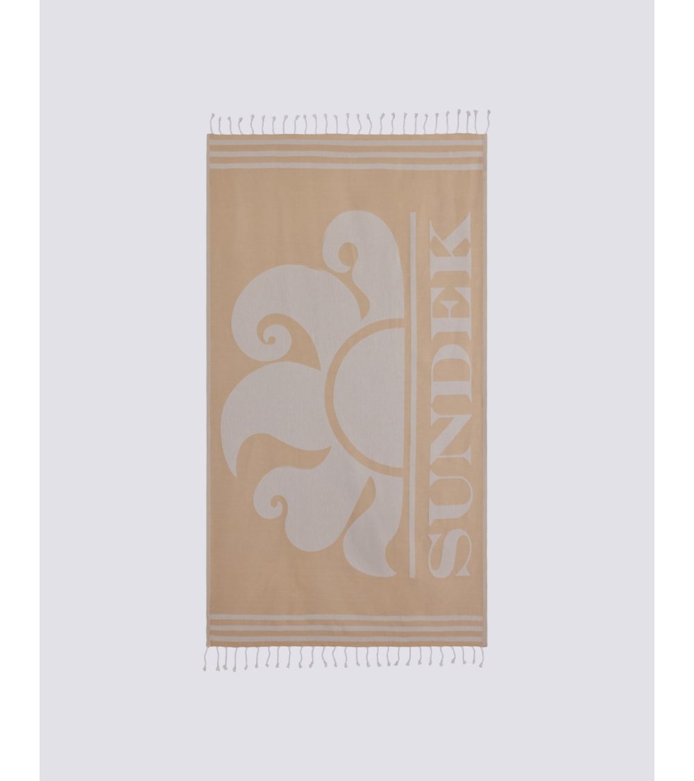 Sundek beach towel with fringes and logo