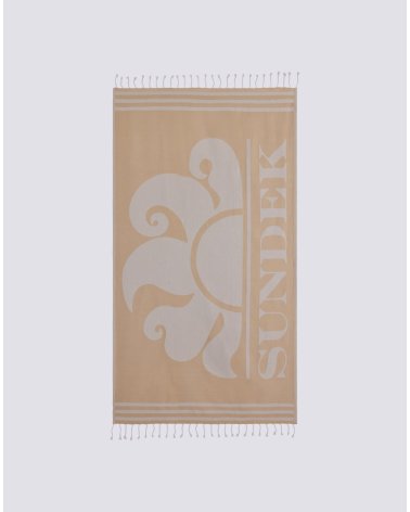 Sundek beach towel with fringes and logo