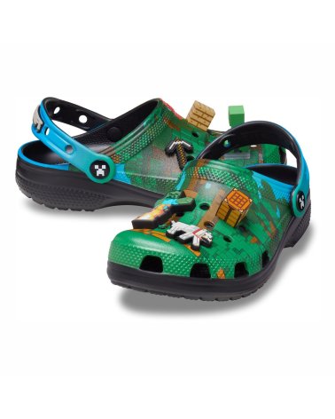 Zuecos Crocs Minecraft con tira y agujeros