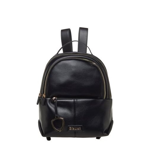 Blauer Rucksack aus Kunstleder mit frontaler Tasche
