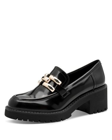 Marco Tozzi shiny heeled loafers