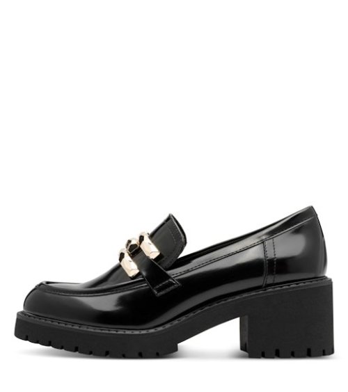 Marco Tozzi shiny heeled loafers