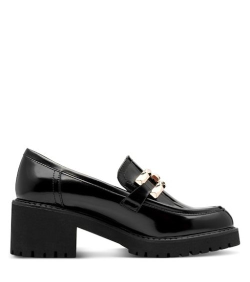 Marco Tozzi shiny heeled loafers