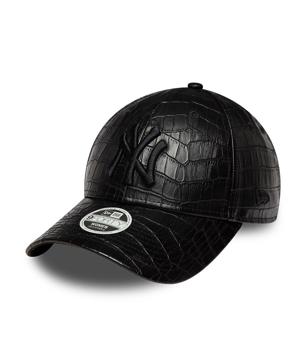 New Era curved visor leather effect cap