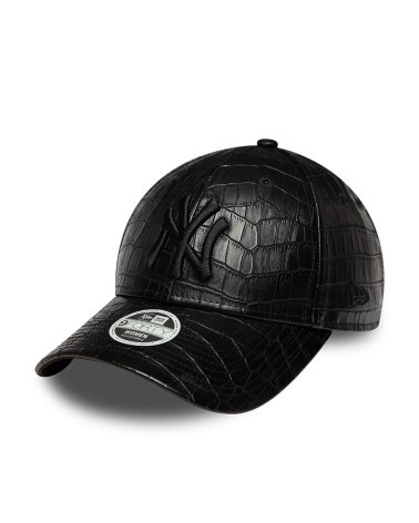 New Era curved visor leather effect cap