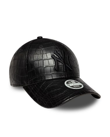 New Era curved visor leather effect cap