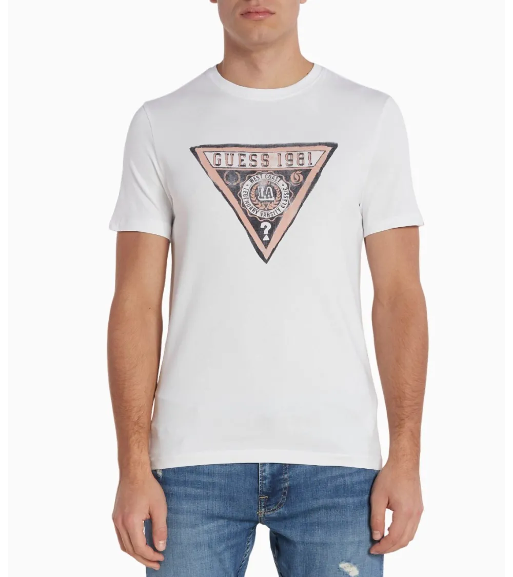 T-shirt Guess avec graphique triangulaire à l'avant