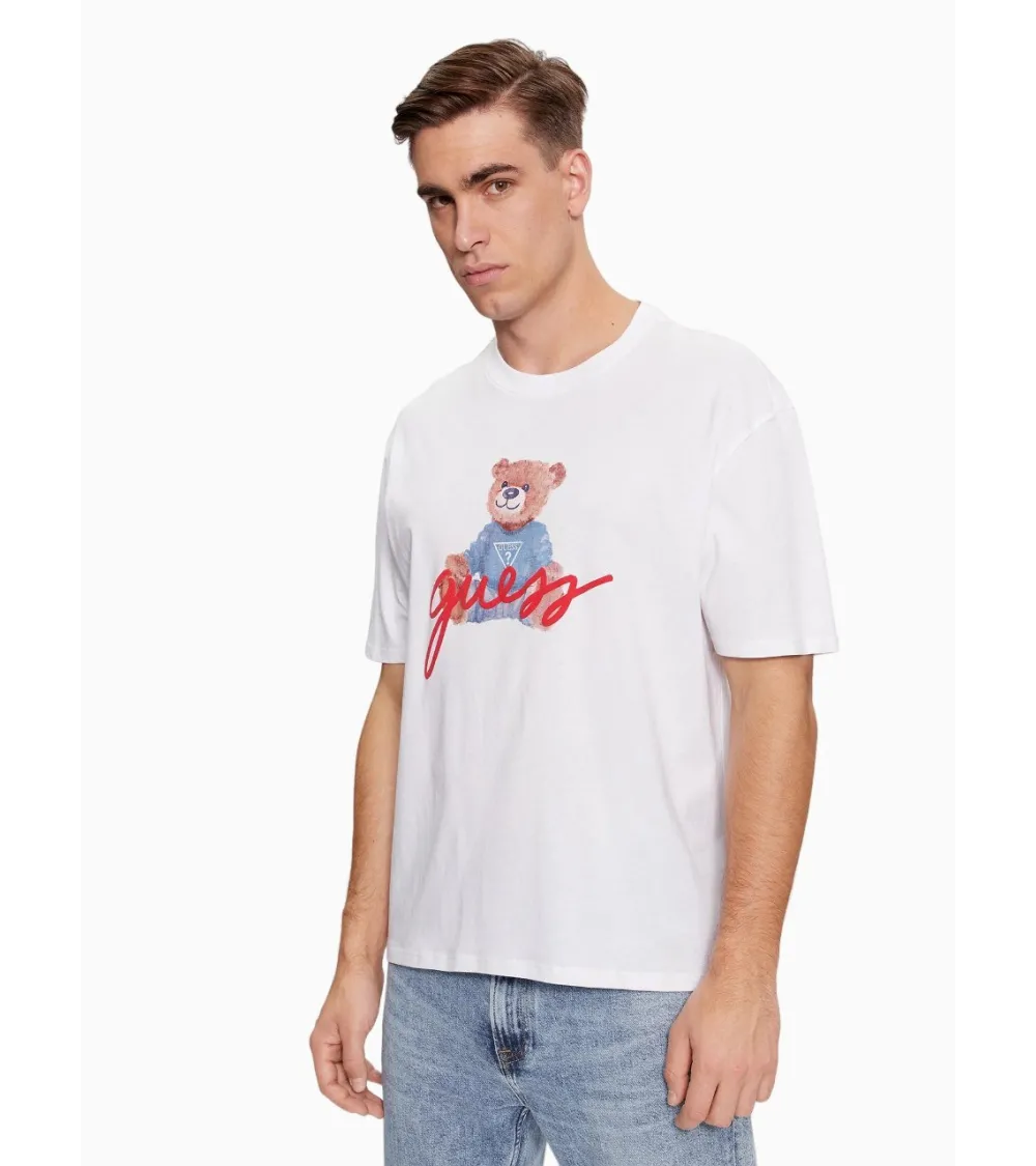 Guess T-shirt avec Imprimé Ours à Manches Courtes