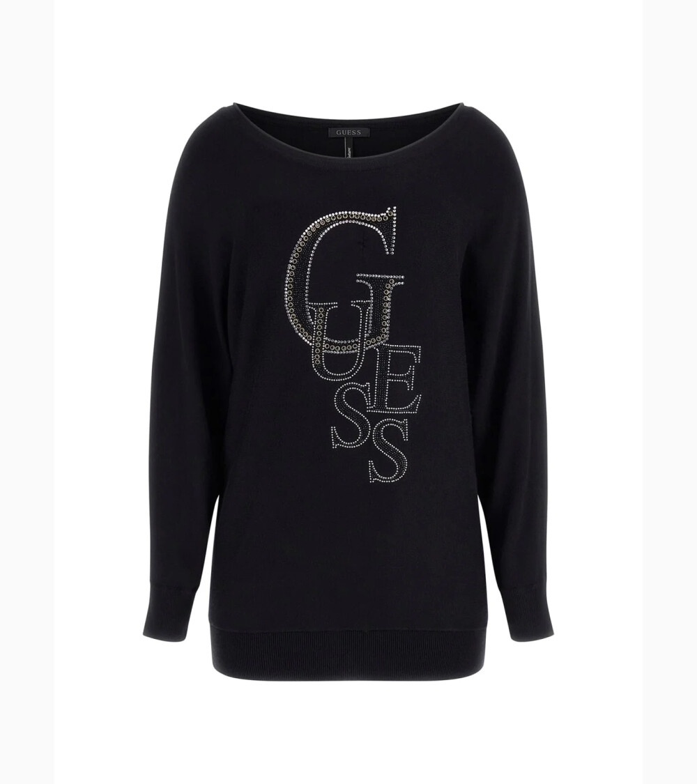 Guess logo and rhinestones top