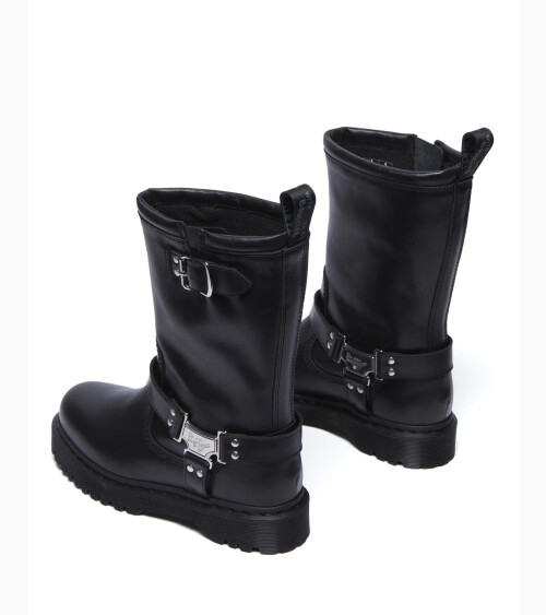 Dr Martens high boots buckles and zip