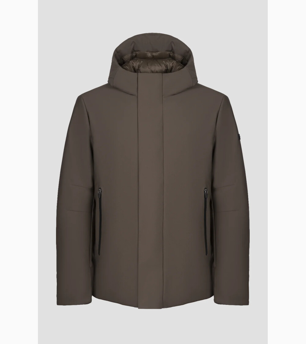 Canadian coat with hood and high collar