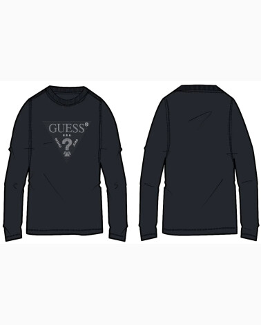Guess T-shirt de manga larga logo triangular