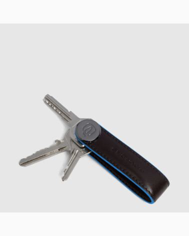 Piquadro leather keychain with ring