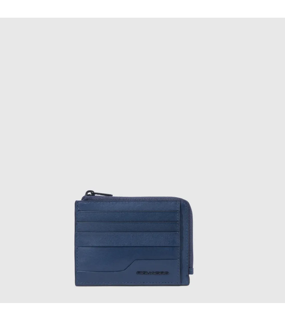 Piquadro portafogli zip con scomparti carte