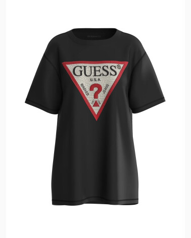 Guess T-Shirt mit dreieckigem Logo auf der Vorderseite