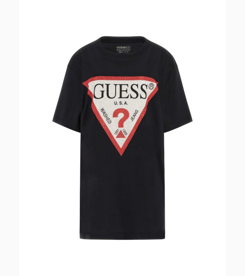 Guess T-Shirt mit dreieckigem Logo auf der Vorderseite