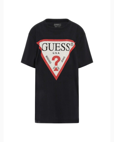 Guess T-Shirt mit dreieckigem Logo auf der Vorderseite