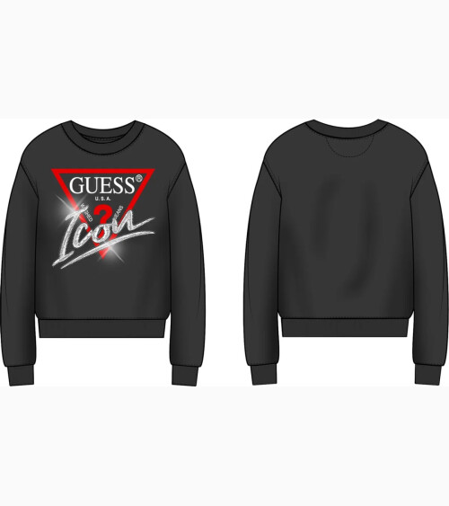 Guess felpa girocollo con logo centrale