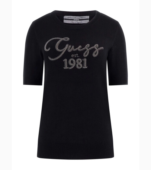 Guess maglietta corta con logo e strass