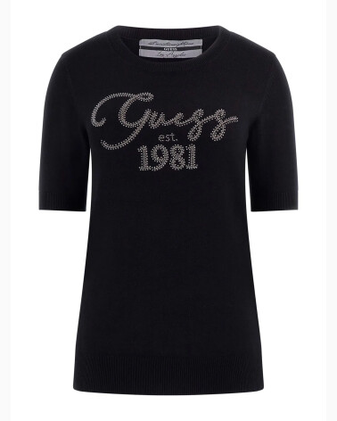 Guess maglietta corta con logo e strass