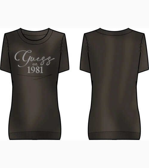 Guess kurzes T-Shirt mit Logo und Strass