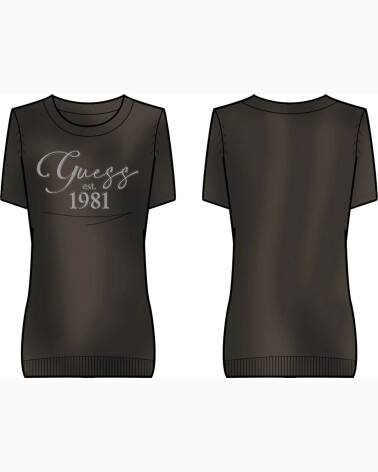 Guess kurzes T-Shirt mit Logo und Strass