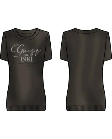 Guess short t-shirt with logo and rhinestones