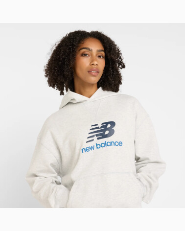 New Balance felpa cappuccio logo frontale