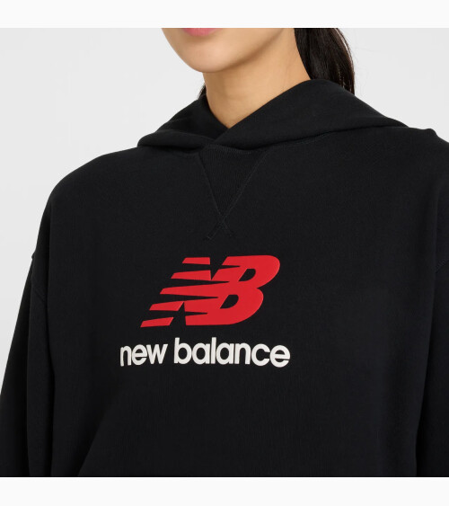 New Balance felpa cappuccio logo frontale