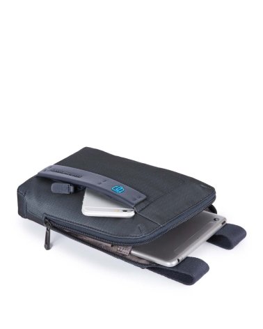 Piquadro Schultertasche Stoff und Leder